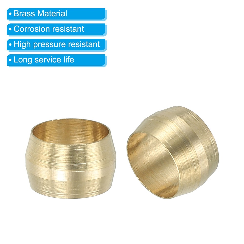 60 Pcs 8mm ID Brass Compression Sleeve Ferrules Brass Compression Fittings