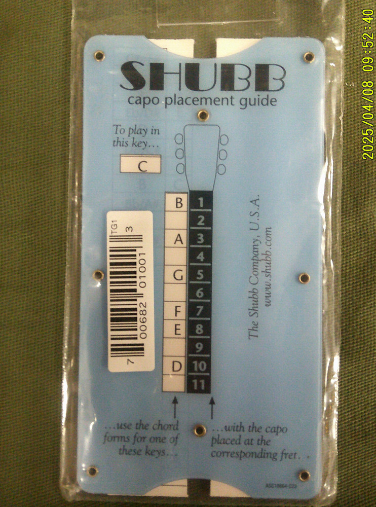Shubb Transposing And Capo Placement Guide (V20889)