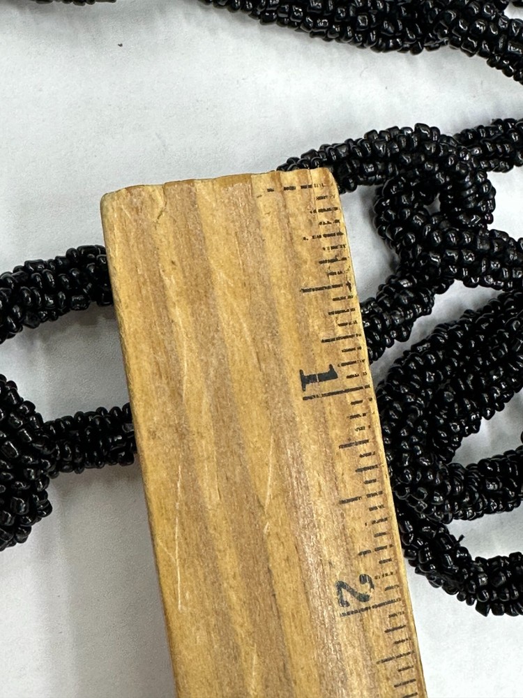 ESTATE HUGE STATEMENT BLACK SEED BEAD SEEDBEAD CHAIN NECKLACE 40"