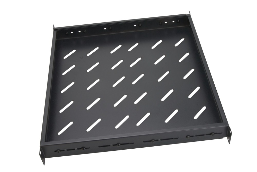 Fixed Server Rack Shelf 1U 19" 4 Post Mount Adjustable 16"-37" Extension Vented