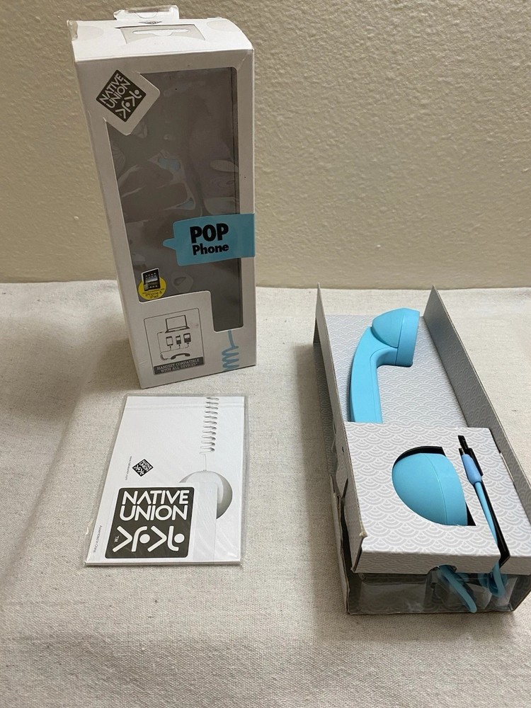 Native Union Blue Pop Phone “Retro” Handset Compatible with All Devices