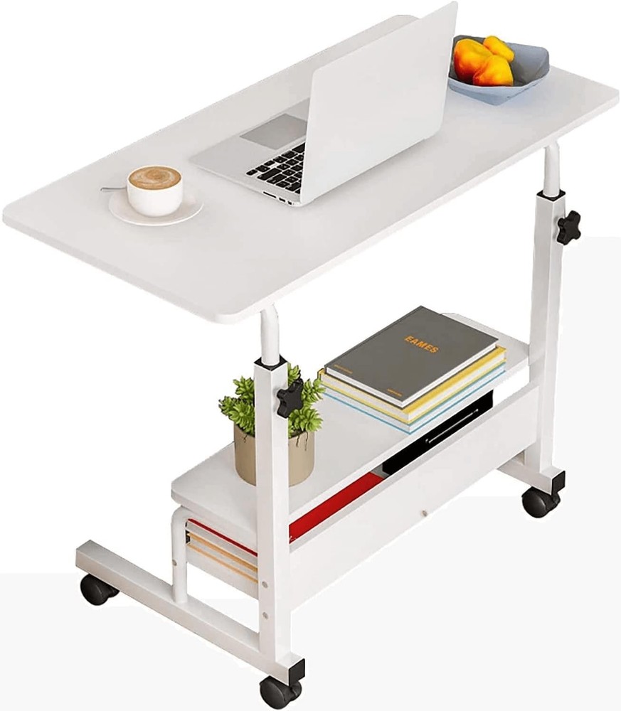 Adjustable Height Mobile Computer Desk Small Space Rolling Writing W/ Wheels