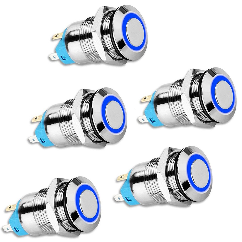 5pcs 12mm locking push button switch high round cap, waterproof8789