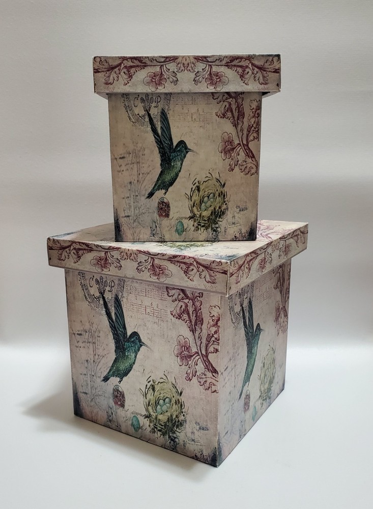 Hummingbird Storage Boxes, 2 Sizes, Set Of 2, Nesting, Sturdy Composite