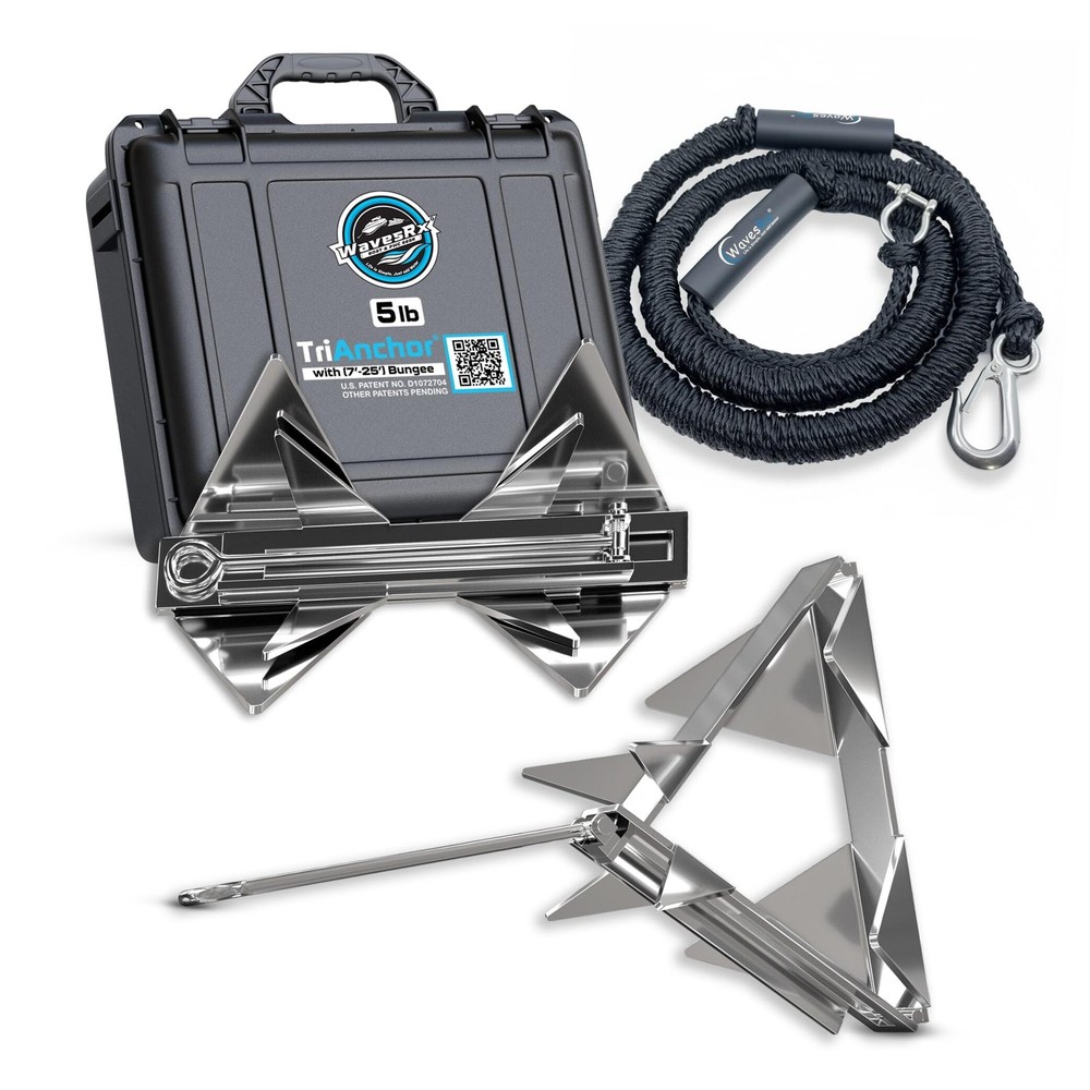 PWC Anchoring Bundle - 5lb TriAnchor with 7ft AnchorMate Bungee Line Silver