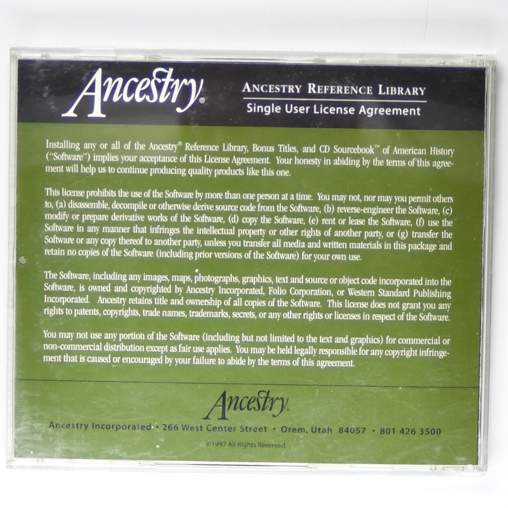 Ancestry Reference Library 1998 Edition for Win9X
