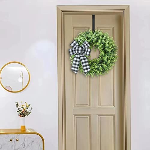 Boxwood Wreath,3 Interchangeable Bows -1-Hanger .Artificial Spring, Green