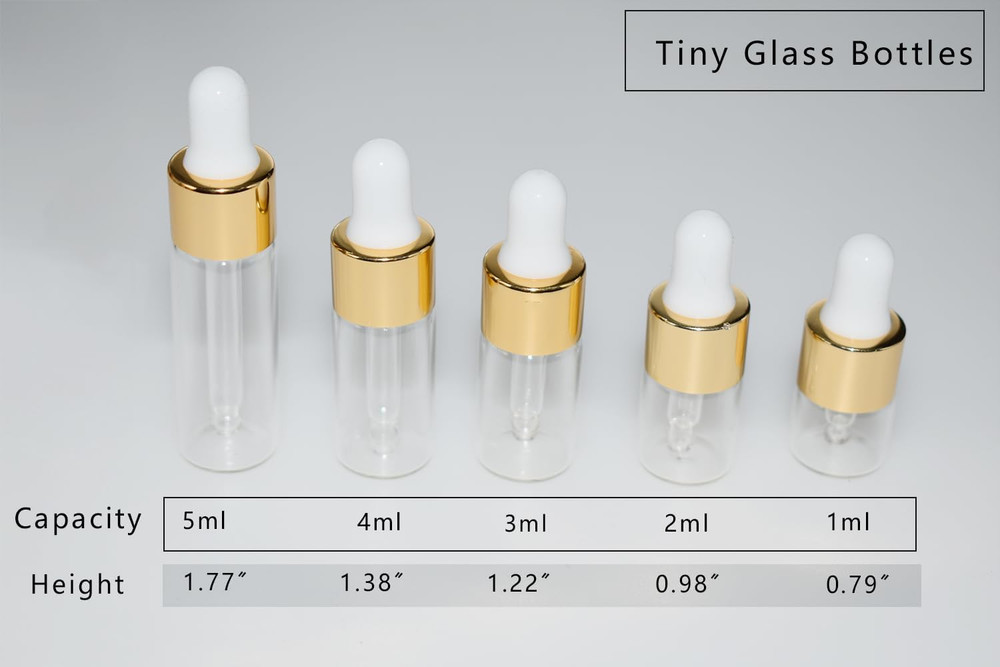 Small Dropper Bottle, 10Pcs 1Ml Mini Sample Dropper Bottles Mini Makeup Containe