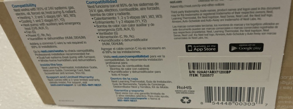 Nest Learning Programmable Thermostat Silver In Excellent Condition Works Great