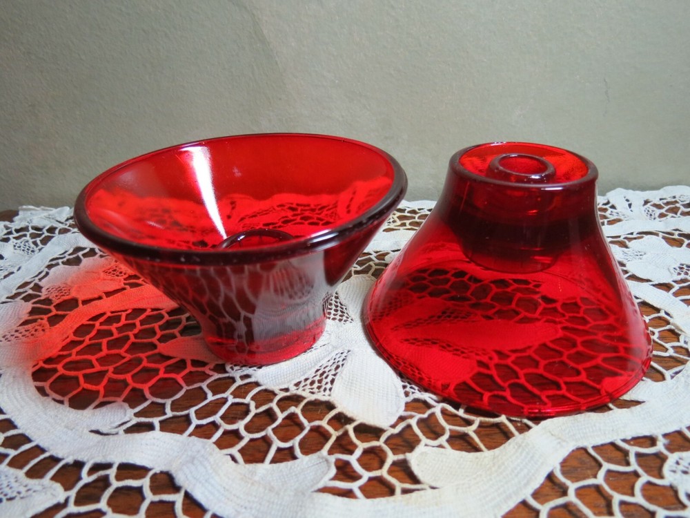 2 Anchor Hocking Ruby No 581 Candleholder reversible style
