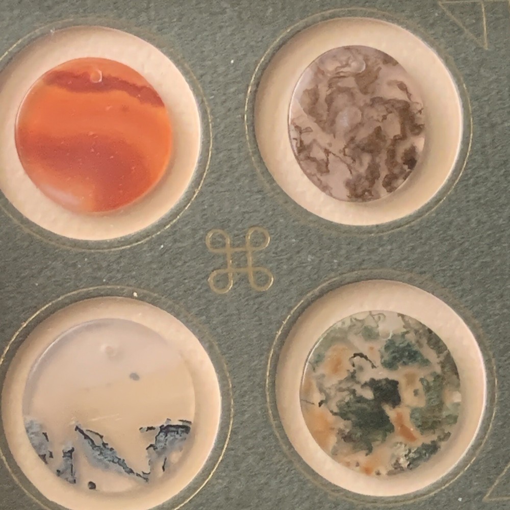 VINTAGE JADE SAMPLES CIRCLES DISCS GEMS FRAMED