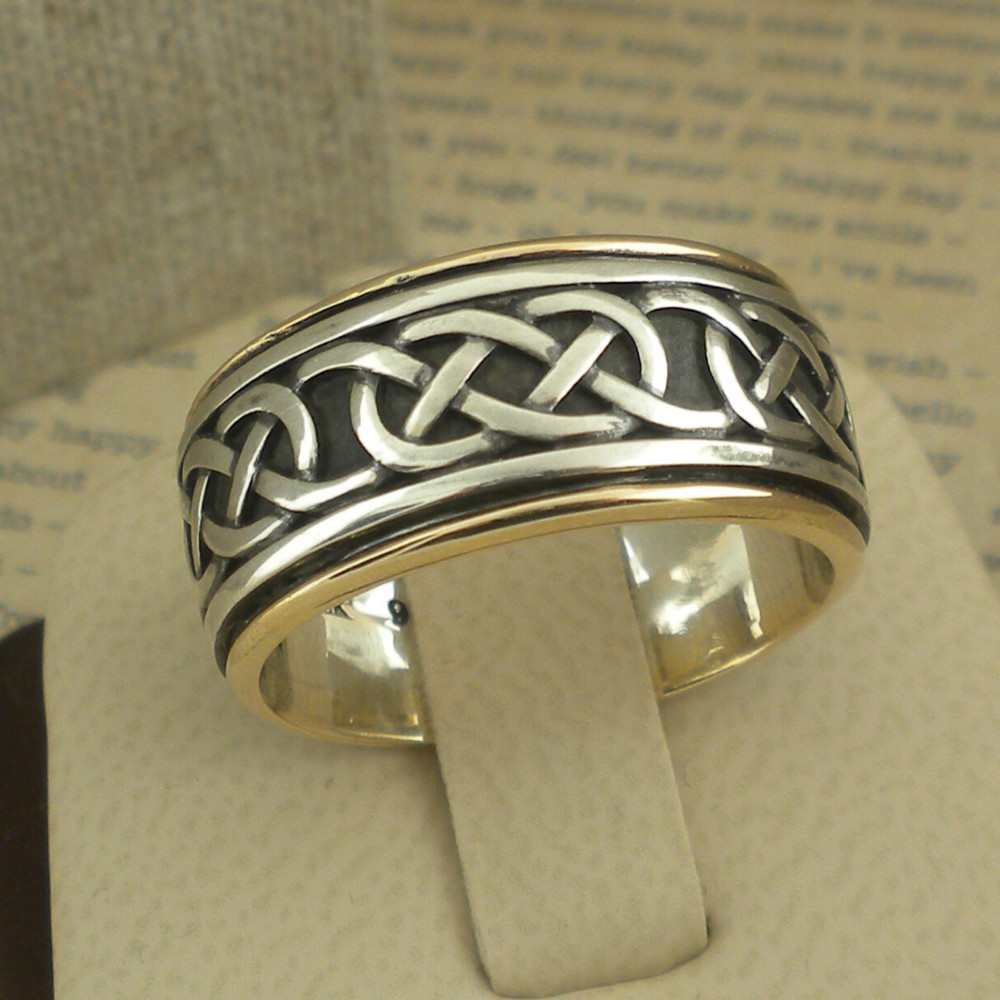 Sterling Silver & 10K Celtic Knot Wedding Ring KEITH JACK Various Sizes