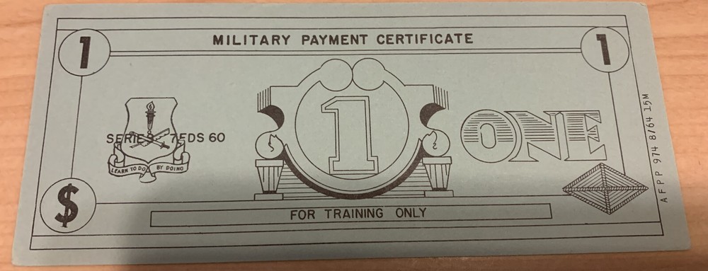 CHIT TOKEN MILITARY PAYMENT CERTIFICATE TRAINING BANKNOTE