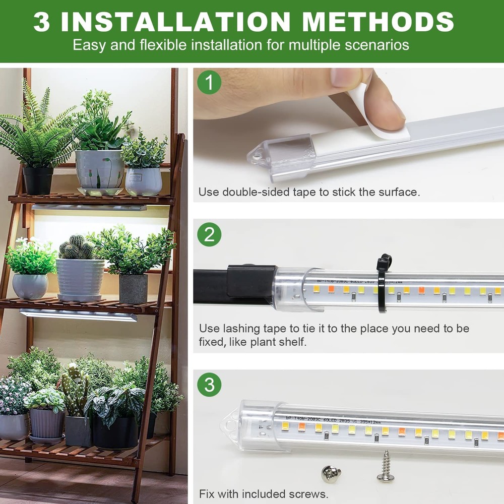 Kullsinss 16" Plant Grow Light Strips, 120 LEDs Lights 2 Pack, 2 Bars
