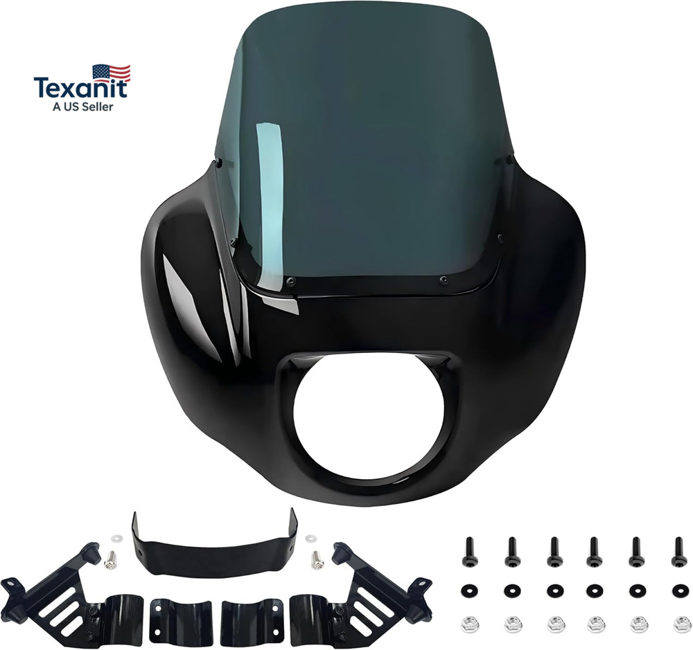 Headlight Quarter Fairing with 13" Smoke Windshield & Bracket Mount for Harley 2