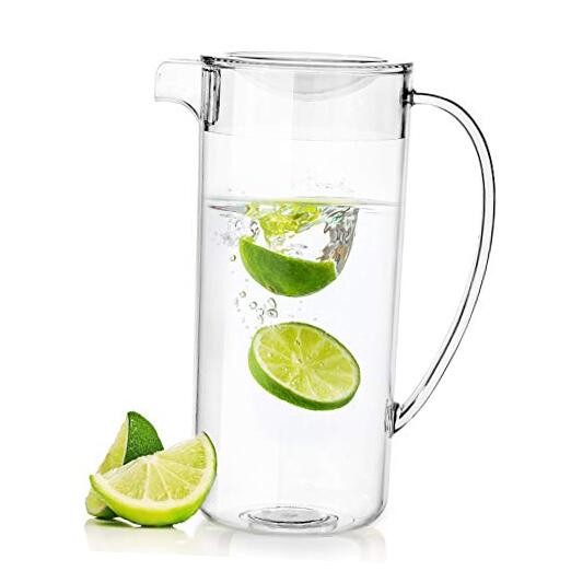 2 Quarts Plastic Pitcher With Lid, Clear Plastic Pitcher Great Without Infuser