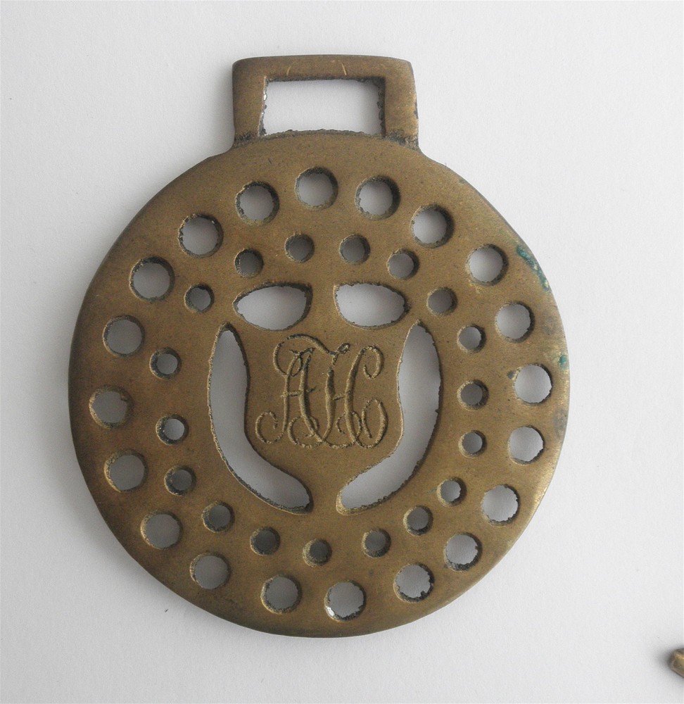 Victorian Brass SADDLE Decoration: Punched Holes & Initialed