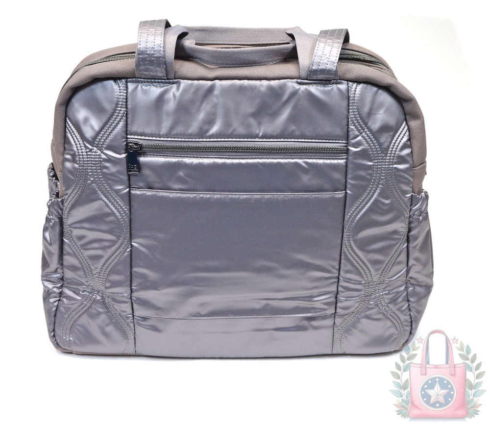 ❤️ Lug Aviator Metallic Pearl Matte Luxe Multi Compartment Tote Weekender Walnut