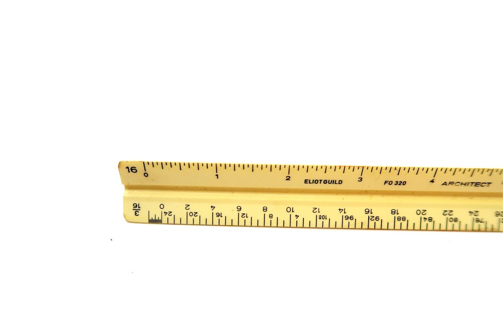 Vintage 12" ELIOT GUILD FO 320 Triangular Drafting Architects Scale Ruler US STD