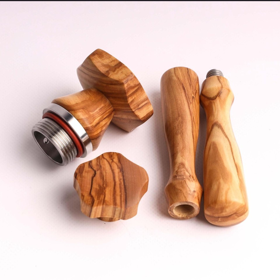 Olive wood knobs for La Pavoni