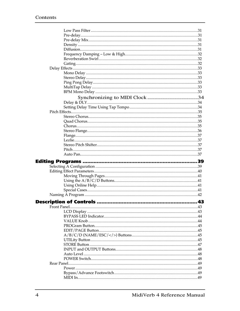 Alesis MidiVerb 4 — Reference Manual User Guide — 69 Pages — USA Made