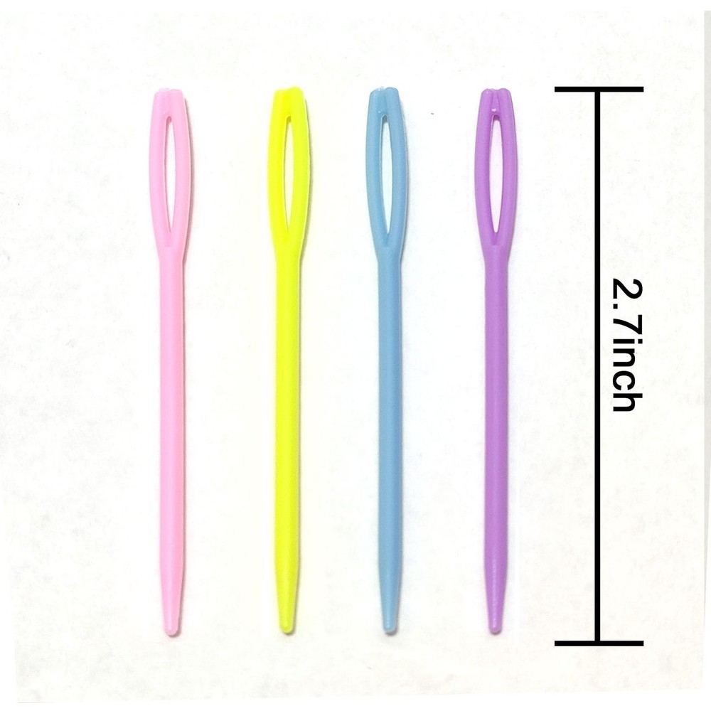 52Pcs 2.7 "Large Eye Plastic Sewing Needles,Learning inches, multicolor