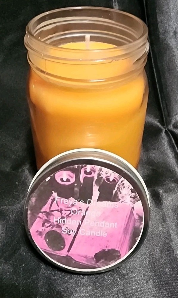 Handmade Orange Scented Spell Candle With Hidden Crystal