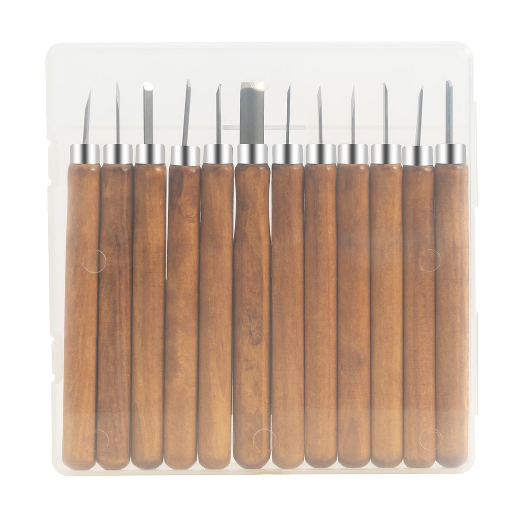 12Pcs Wood Carving Hand Chisel Tool Set Professional Woodworking Gouges Steel