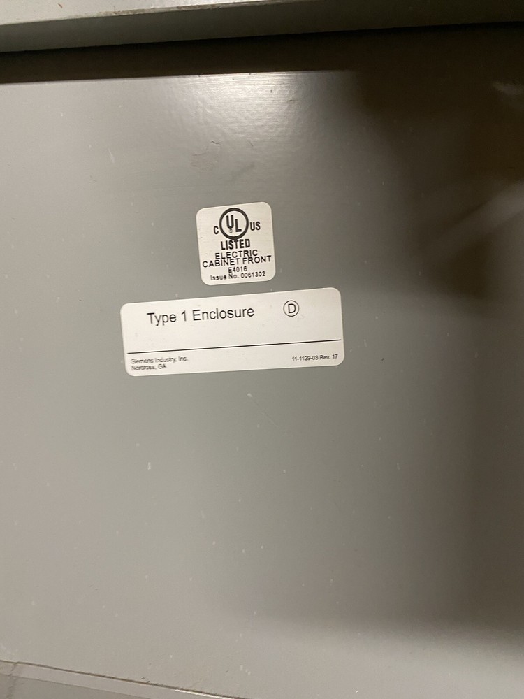 Siemens E4016 Electric Cabinet Front Type 1 Enclosure