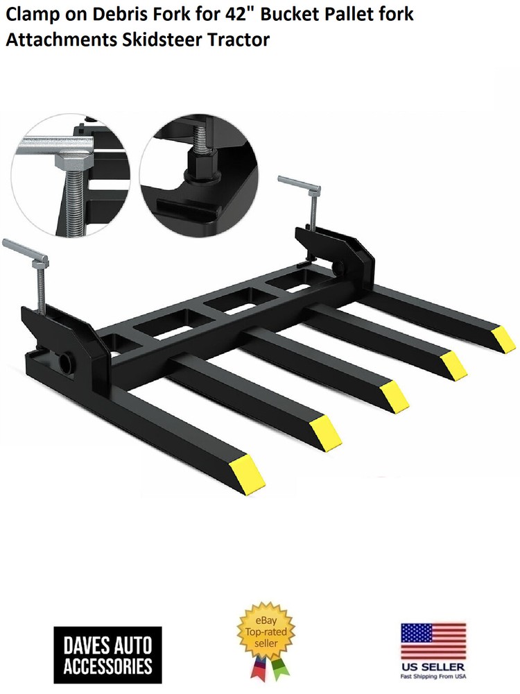 Clamp on Debris Fork for 42" Bucket Pallet fork Attachments Skidsteer Tractor
