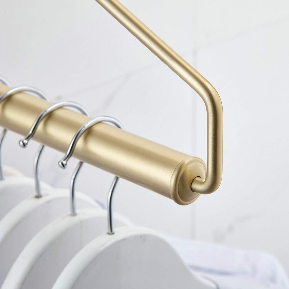 Folding Clothes Hanger Gold Brushed Wall-Mounted Rack 12 Inch