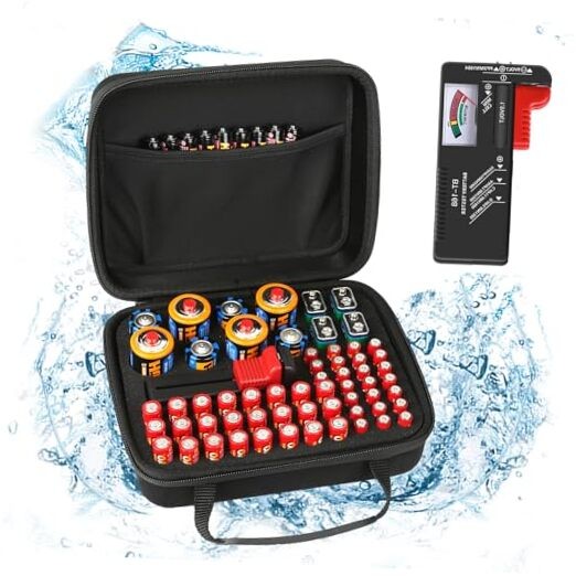 Battery Organizer, Battery Organizer Storage Case with Tester Black-Small-60