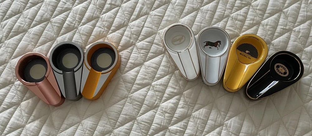 Single Solo Cigar Ashtrays 3 Metal /4 Ceramic