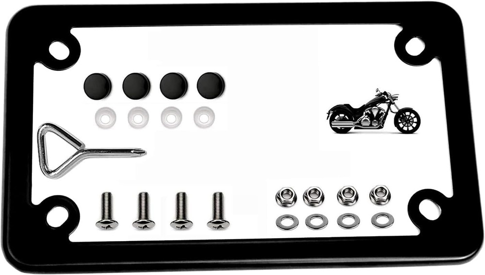 Black Motorcycle Stainless Steel License Plate Frame