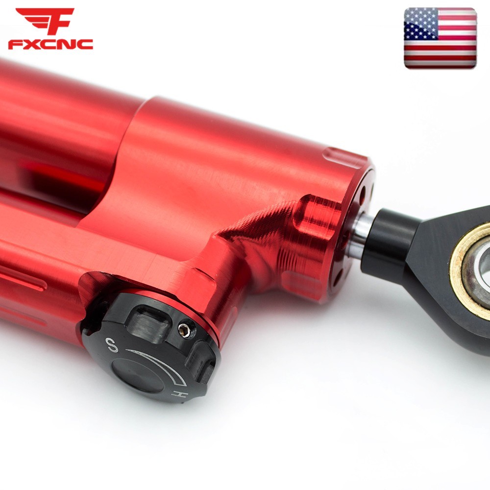 255MM Motorcycle Universal CNC Adjustable Steering Damper Stabilizer Safety Red