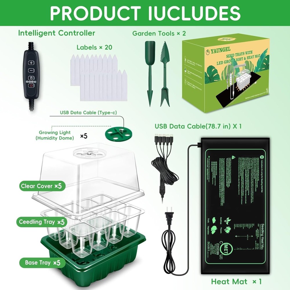 Complete 5-Piece Seed Starter System with Timing Controller and Humidity Domes