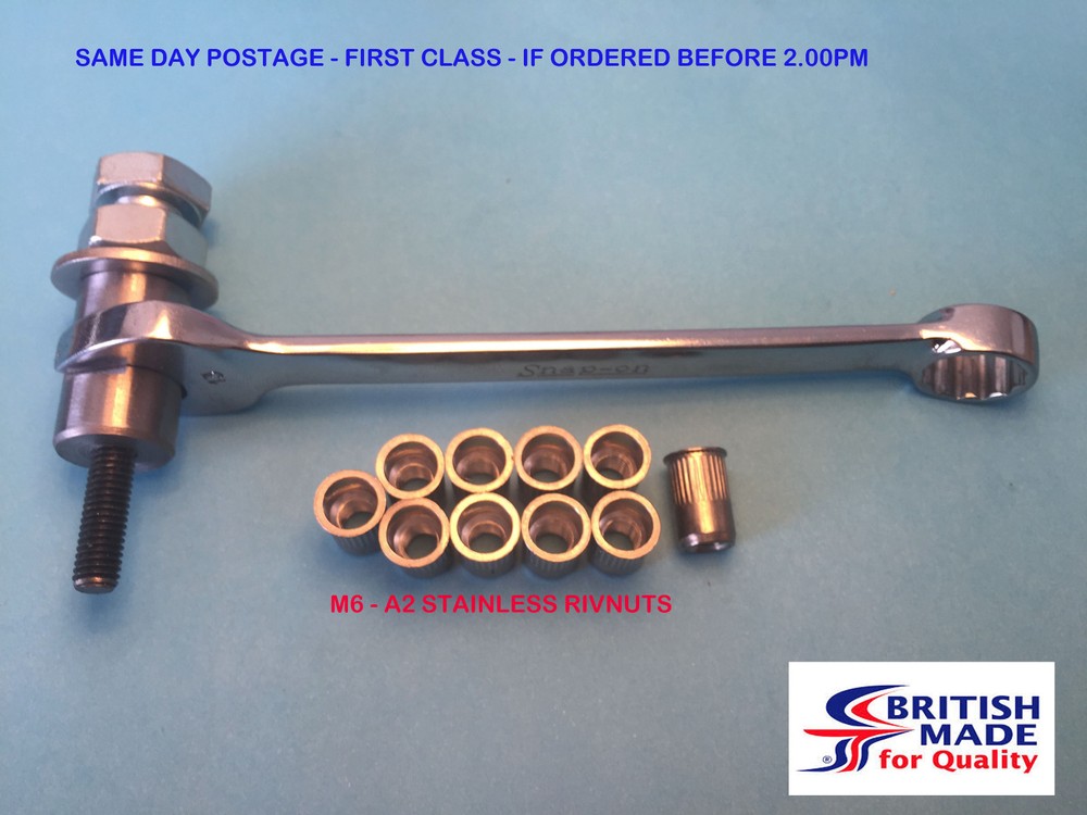 M6 A2 STAINLESS RIVNUT NUTSERT  Heavy Duty (14.9)  Rivet Nut Tool Kit *****