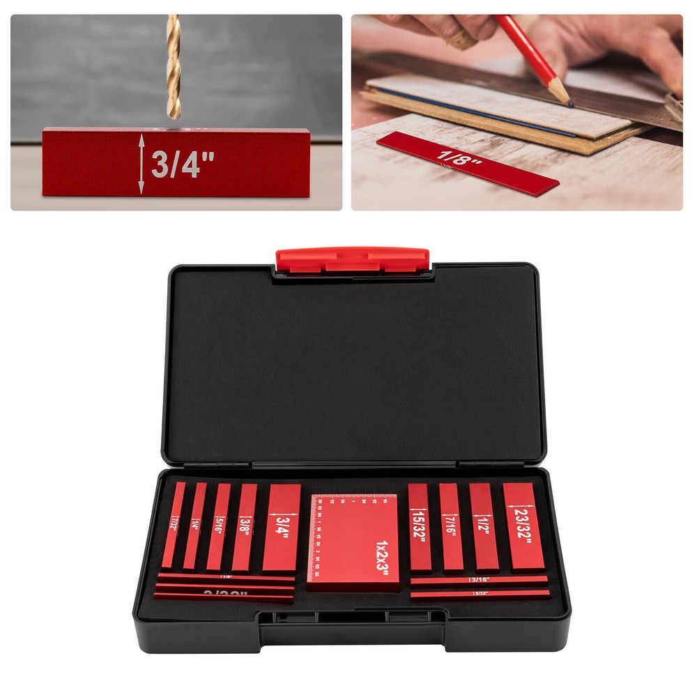 15-Piece Setup Blocks Woodworking Tools Precision Gauge Block Set with Precise