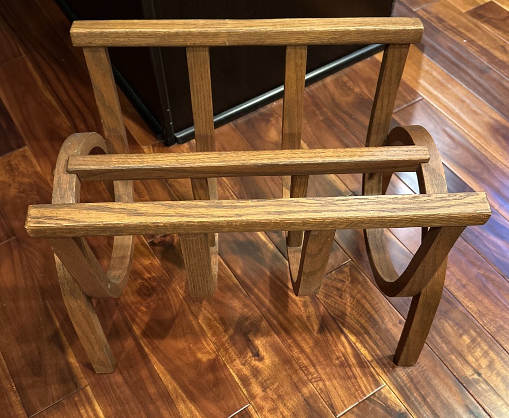 Vintage MCM Magazine Rack Holder Wood