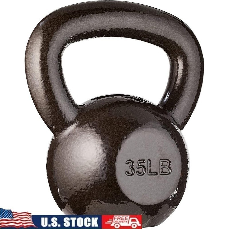 35lb Cast Iron Kettlebell Strength Training Solid Grip Resistance Exercise New