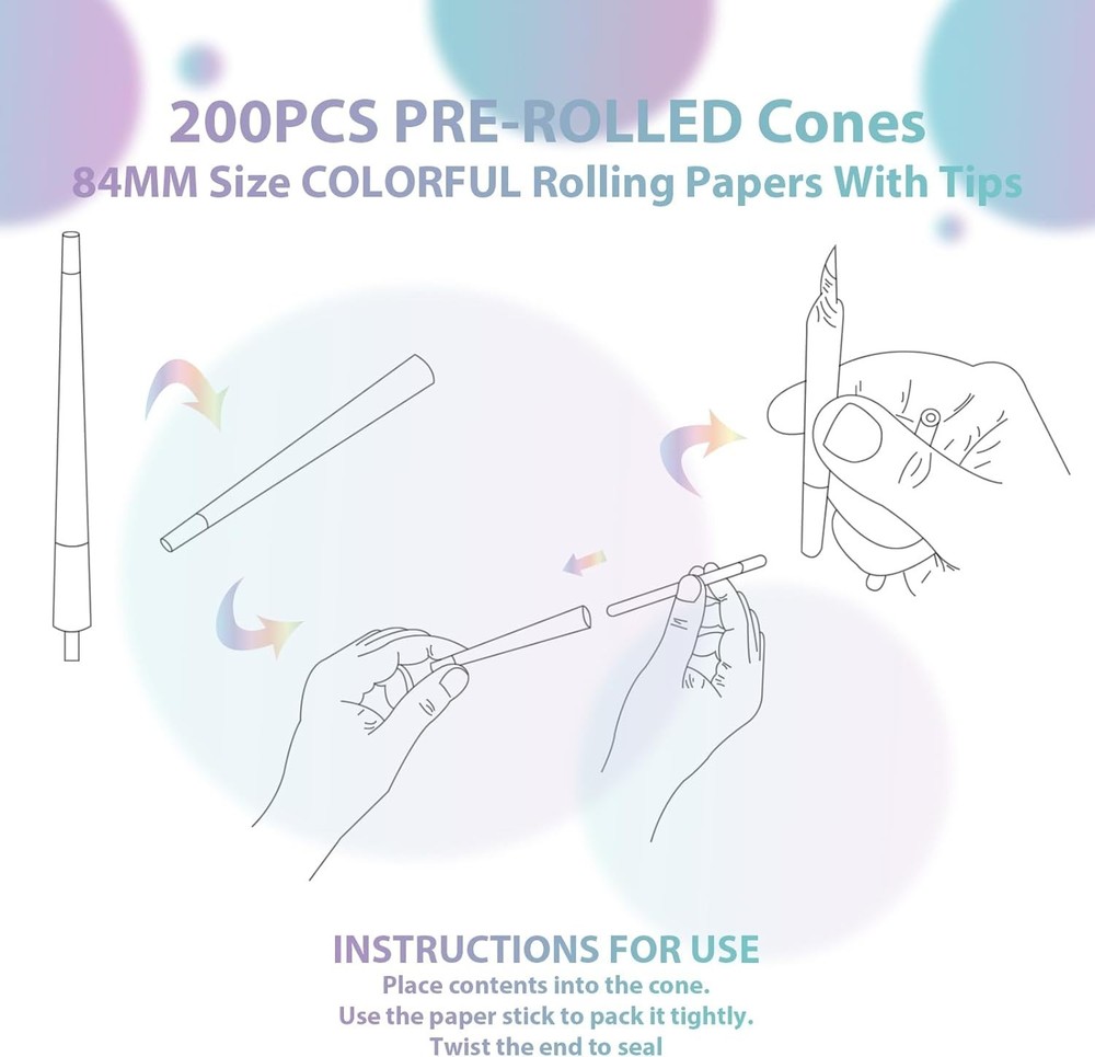 King Size Pre Rolled Cones 200 Pack Slow Burn + Grinder Tray