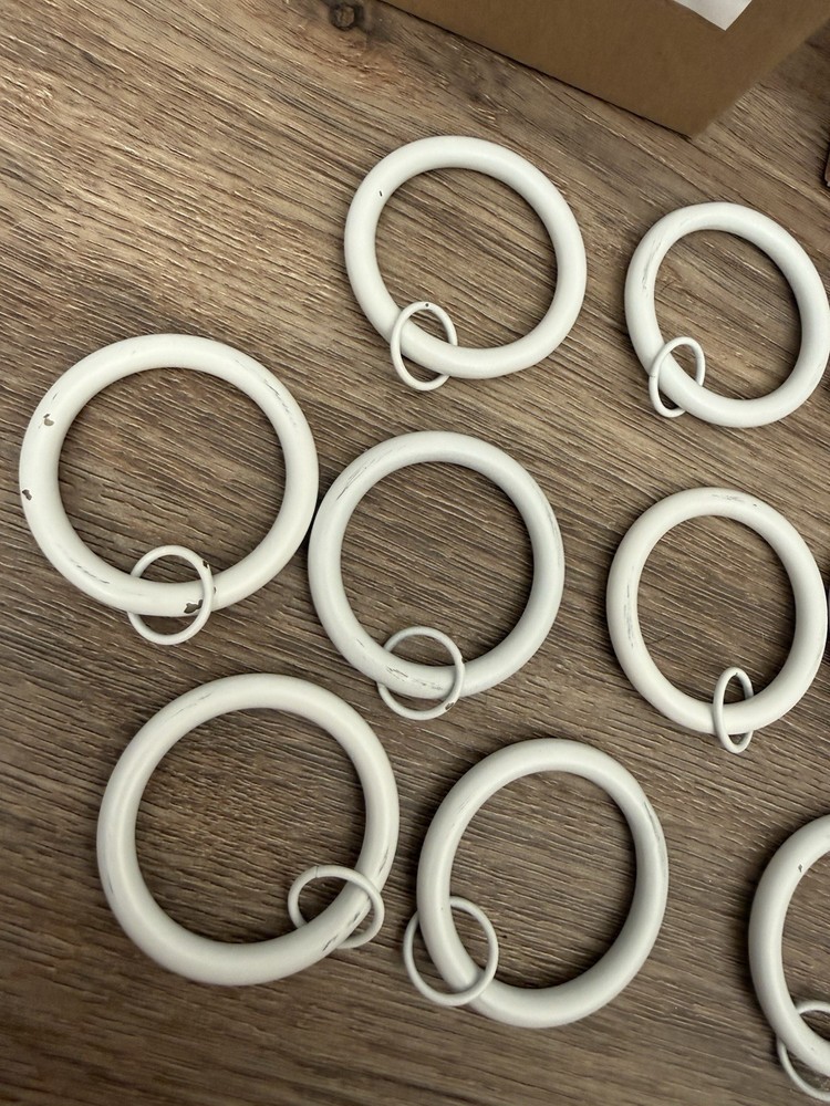 Restoration Hardware Loop Rings Set 14 Distressed White Finish Large 1.25" Rod