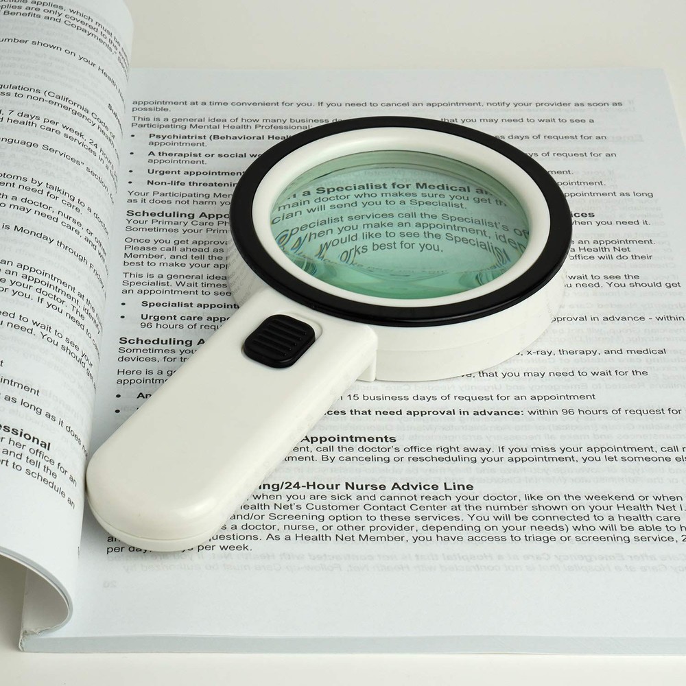 TMANGO Magnifying Glass with Light, 30X Handheld Large White