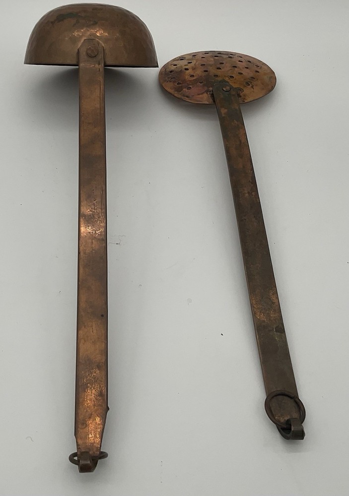 French Hammered Copper Cookware Tools Ladle Skimmer Strainer Brittany