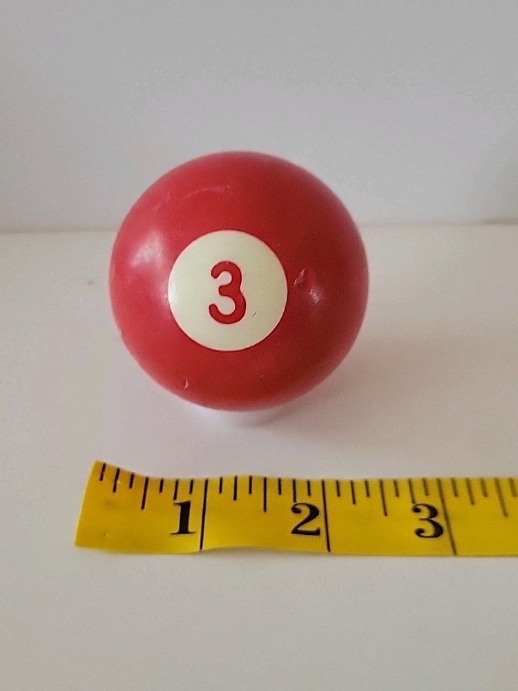 Vintage No. 3 Solid Red Pool Ball Billiard 2" Replacement (T)