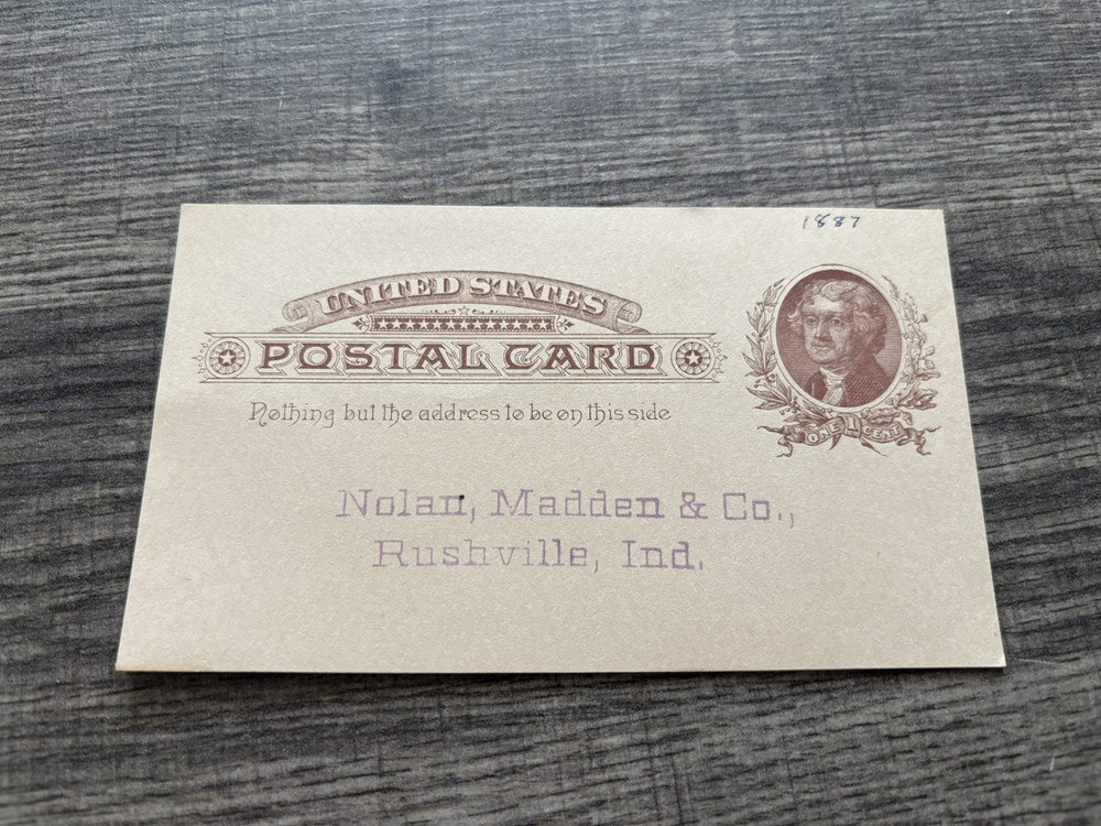 Nolan,Madden & Co, Postal Card 1887 1 cent