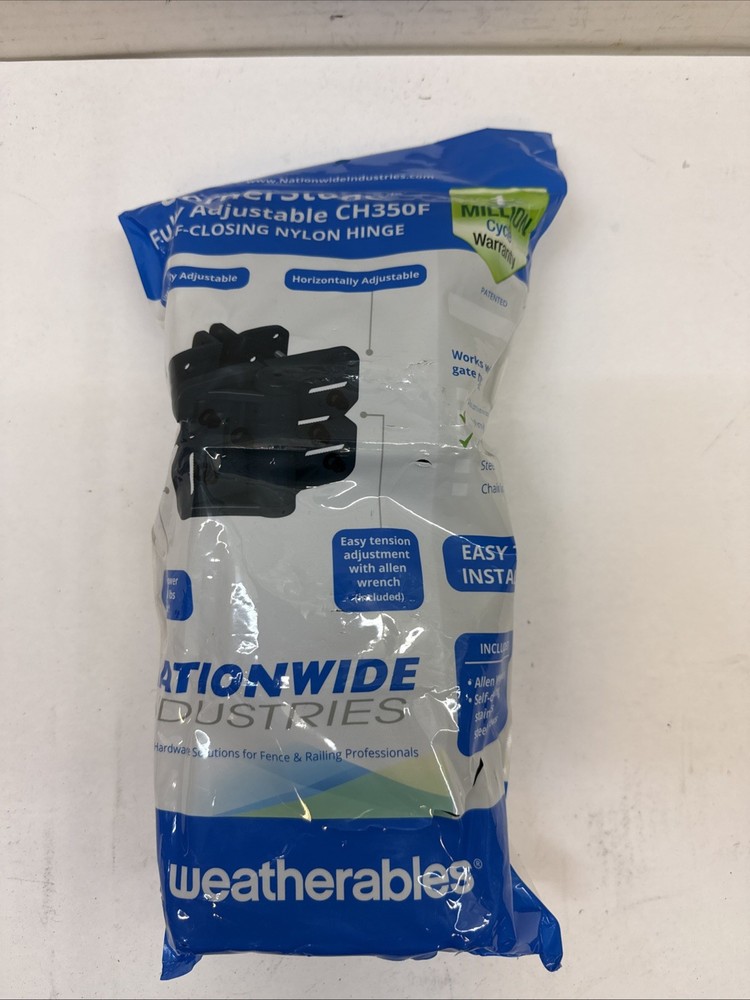 2 Pk Black Heavy Duty Nylon Polymer Self-Closing Multi-Adjustable Gate Hinges