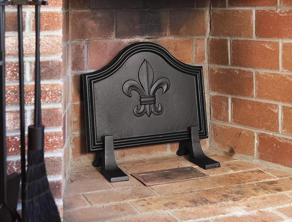 Cast Iron Fireback Supports, Black - Set of 2