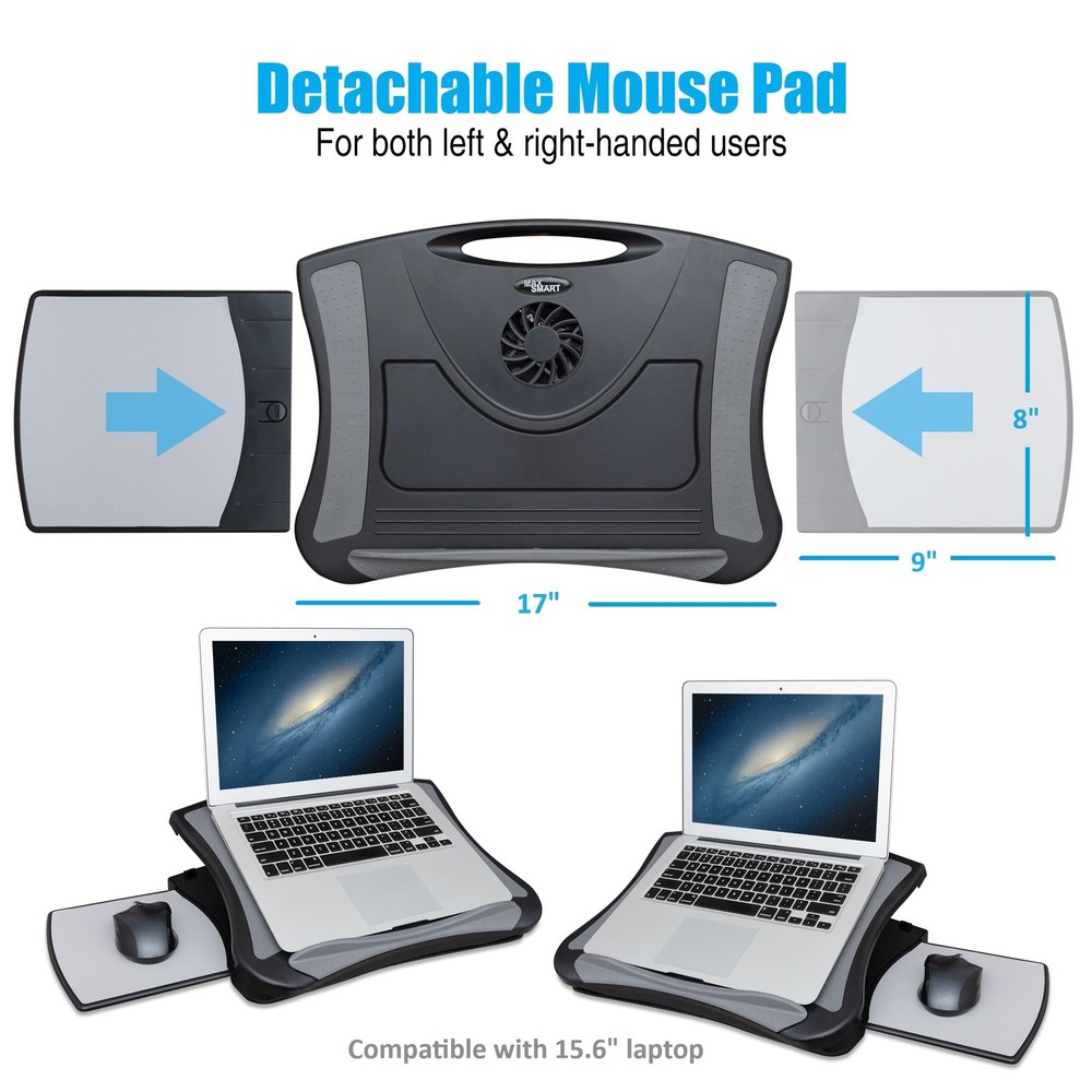 MAX SMART Laptop Lap Desk with Mouse Pad USB Cooling Fan, Cushioned