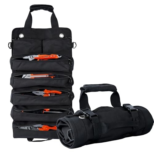 Portable Foldable Roll-Up Waterproof Tool Bag Organizer with 5 Compartments &